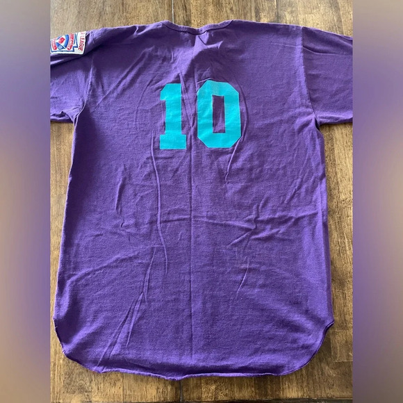 Tampa Bay Devil Rays 90s Baseball Shirt Quarter Button Up Jersey Purple, Size L - Picture 9 of 11